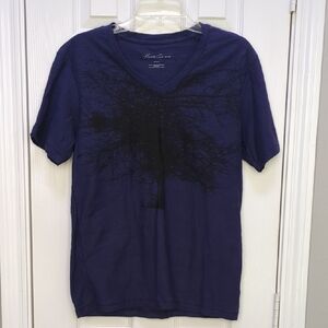 NWT, Kenneth Cole New York Dark Blue Tree Graphic Short Sleeve V Neck Tee Shirt
